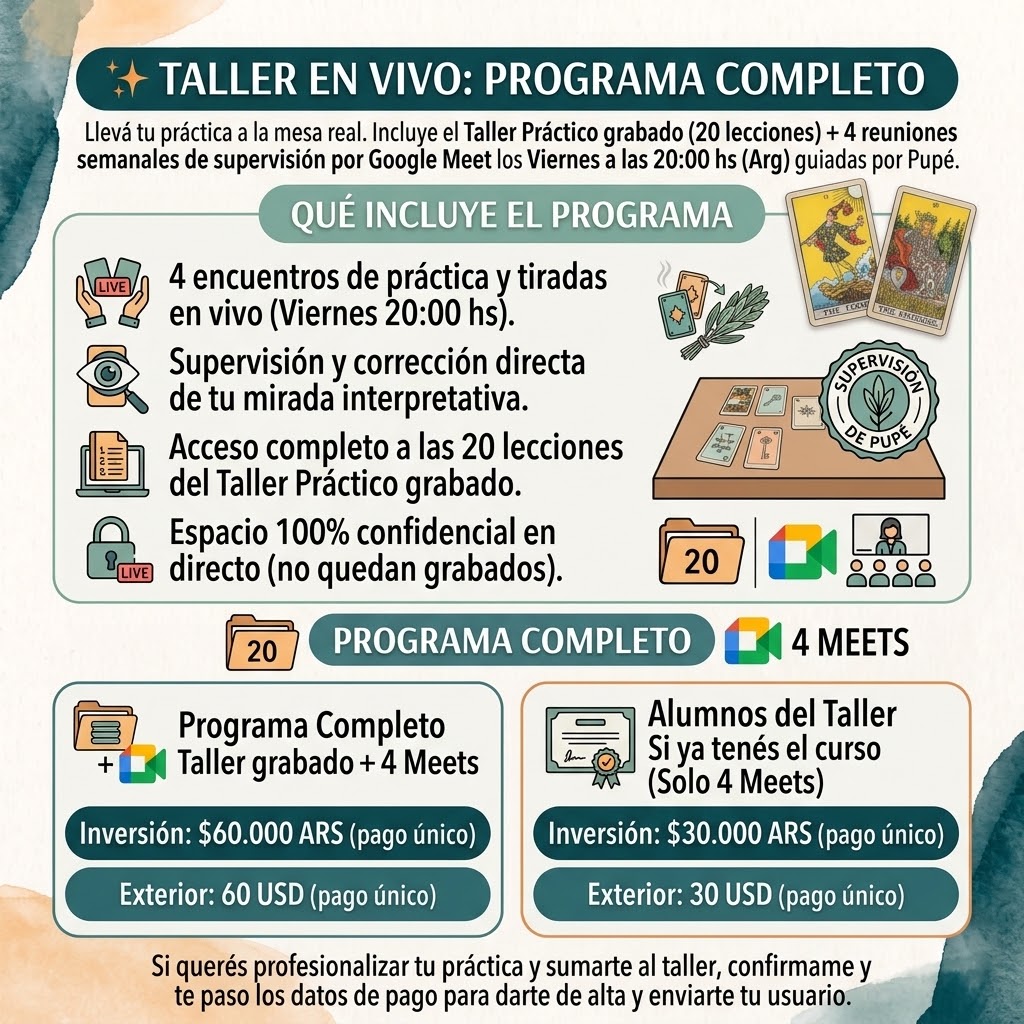 Taller en Vivo Tarot Programa Completo